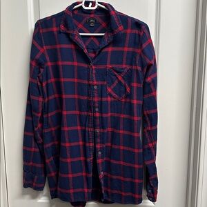 J. Crew women’s  Casual Navy and Red Checkered Shirt